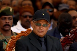 Debretsion Gebremichael, Tigray Regional President, attends the funeral ceremony of Ethiopia's Army Chief of Staff Seare Mekonnen in Mekele
