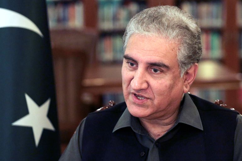 Pakistan's Foreign Minister Shah Mehmood Qureshi speaks during an interview with Reuters at the Ministry of Foreign Affairs (MoFA) office in Islamabad, Pakistan March 1, 2020. REUTERS/Saiyna Bashir
