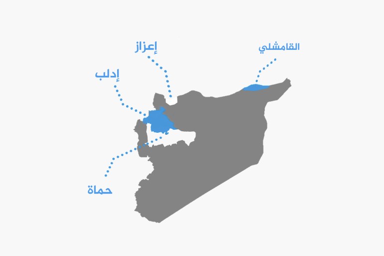 خريطة المناطق التي شملها تحقيق المساعدات في سوريا
