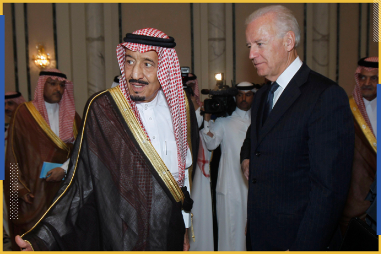U.S. Vice President Joe Biden (R) offers his condolences to Prince Salman bin Abdel-Aziz (L), upon the death of on his brother Saudi Crown Prince Sultan bin Abdul-Aziz Al Saud, at Prince Sultan palace in Riyadh, October 27, 2011. REUTERS/Fahad Shadeed (SAUDI ARABIA - Tags: POLITICS ROYALS OBITUARY) (رويترز)