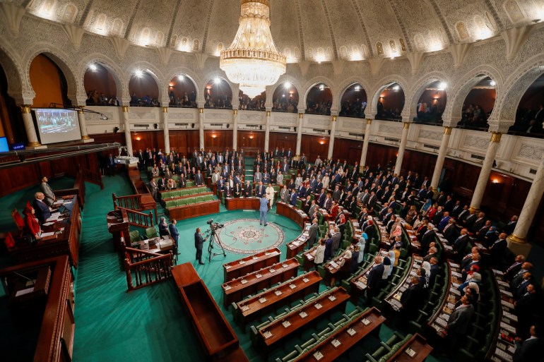 Tunisia's new parliament members take an oath in Tunis