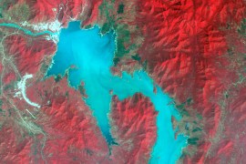 The Blue Nile River is seen as the Grand Ethiopian Renaissance Dam reservoir fills near the Ethiopia-Sudan border