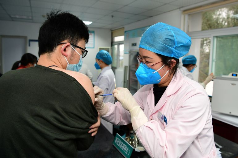 Medical worker administers a dose of COVID-19 vaccine in Hefei