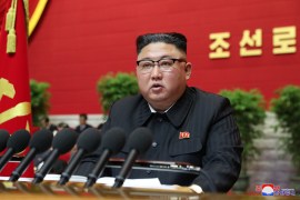 North Korean leader Kim Jong Un speaks at the Workers' Party congress in Pyongyang