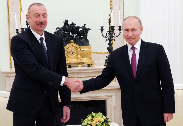 Russia's President Putin meets with Azerbaijan's President Aliyev in Moscow