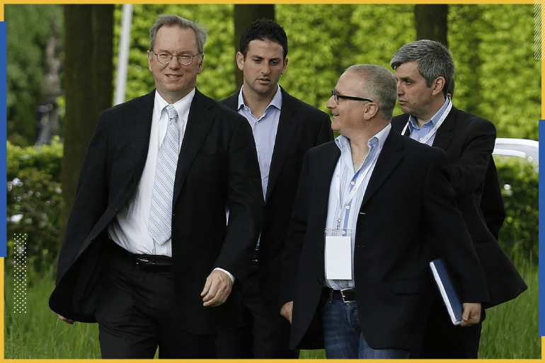 Google Executive Chairman Eric Schmidt (L) and Jared Cohen, director of Google Ideas, arrive at the Google Big Tent event at the Grove Hotel, on the outskirts of London May 22, 2013. REUTERS/Olivia Harris (BRITAIN - Tags: BUSINESS MEDIA POLITICS)