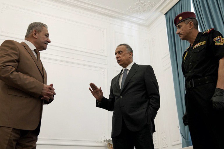 الكاظمي مع رئيس جهاز مكافحة الارهاب ورئيس جهاز الامن الوطني عبد الغني الاسدي