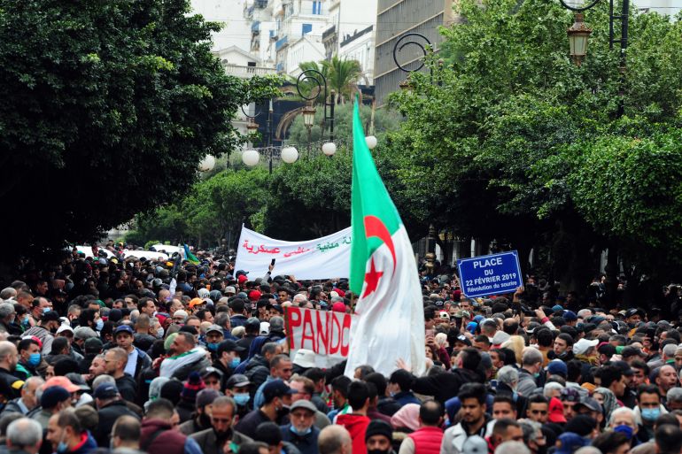 People gather on the 2-year anniversary of Hirak Movement in Algeria