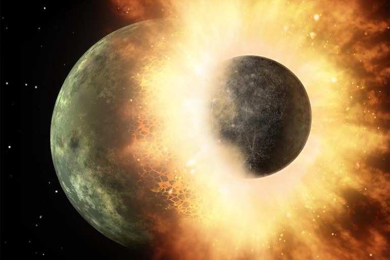 Artist's impression of a planetary collision. (NASA/JPL-Caltech)