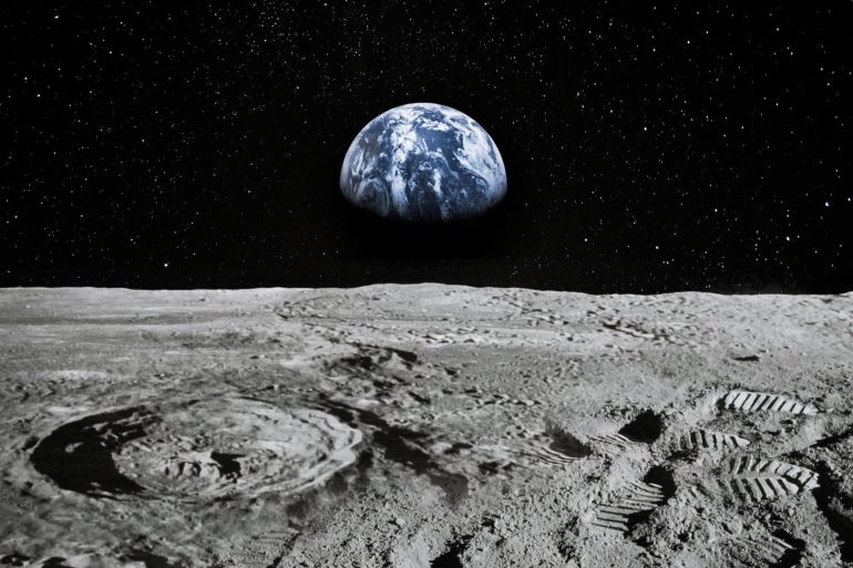 View of Earth from the Moon - شترستوك