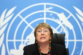 U.N. High Commissioner for Human Rights Bachelet attends a news conference in Geneva
