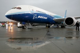 The Boeing 787 Dreamliner sits on the tarmac at Boeing Field in Seattle, Washington after its maiden flight