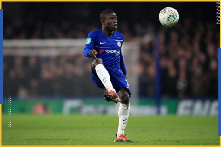 LONDON, ENGLAND - JANUARY 24: N'Golo Kante of Chelsea during the Carabao Cup Semi-Final Second Leg match between Chelsea and Tottenham Hotspur at Stamford Bridge on January 24, 2019 in London, England. (Photo by Marc Atkins/Getty Images)