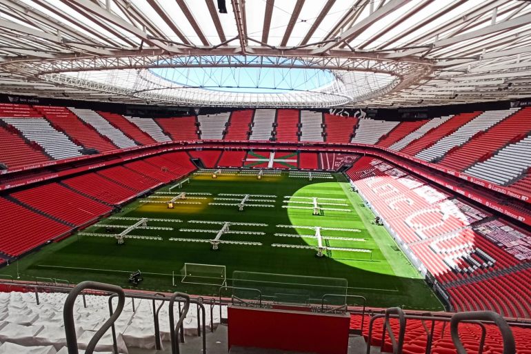 General view of San Mames stadium as the UEFA decides which venues will hold UEFA Euro Cup 2020 matches, in Bilbao