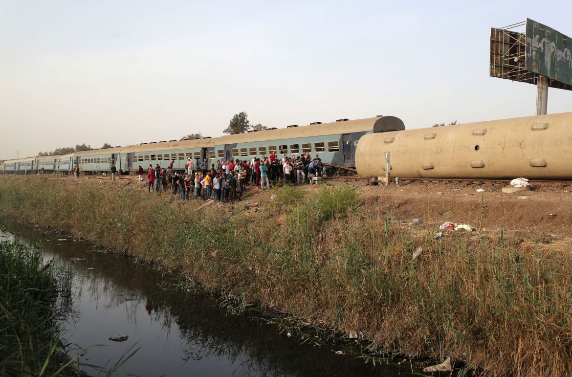 Train derails in Egypt in Qalioubia province, north of Cairo