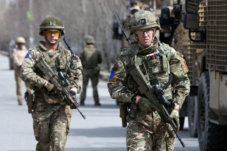 British soldiers with NATO-led Resolute Support Mission arrive at the site of an attack in Kabul, Afghanistan March 6, 2020. REUTERS/Omar Sobhani