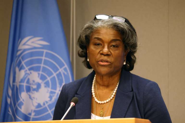 New Ambassador To The UN Linda Thomas-Greenfield Speaks To The Media