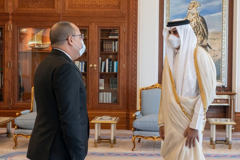 استقبال الشيخ تميم لرئيس الوزراء التونسي هشام المشيشي