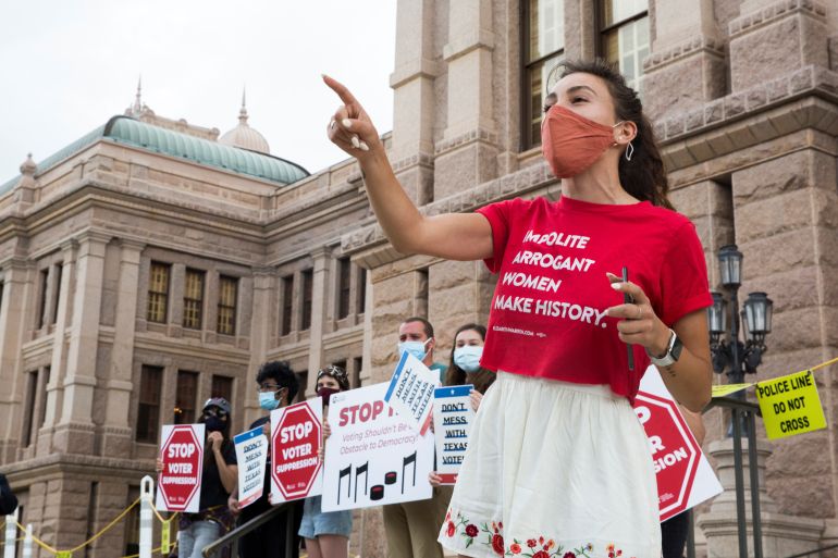 Protest against new voting restrictions in Austin