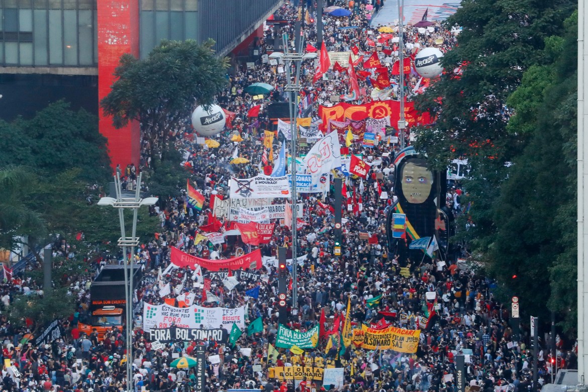 Massive demonstrations against President Jair Bolsonaro in more than 100 cities in Brazil (Getty Images)