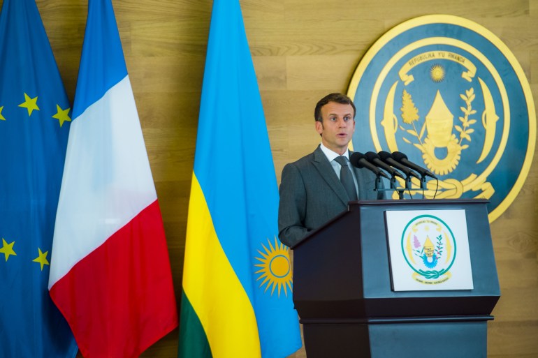 French President Emmanuel Macron in Rwanda