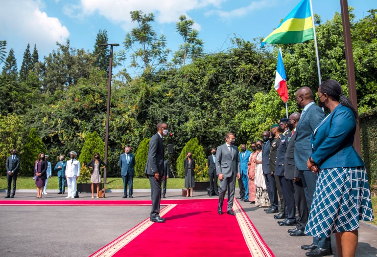 French President Emmanuel Macron in Rwanda