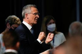 NATO Secretary General Jens Stoltenberg holds a news conference ahead of the NATO summit at the Alliance's headquarters, in Brussels, Belgium, June 14, 2021. Francisco Seco/Pool via REUTERS