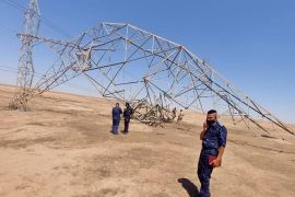 اسهداف أبراج الطاقة الكهربائية ( المصدر وزارة الكهرباء العراقية )
