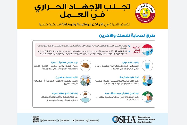 Heat stress at work, water thirst, thirst, benefits of drinking water, water, source: Hamad Medical Corporation