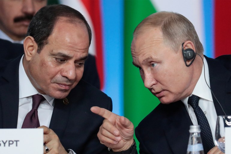 Egypt's President Abdel Fattah el-Sisi and Russia's President Vladimir Putin at the 2019 Russia-Africa Summit in Sochi, Russia Image: REUTERS