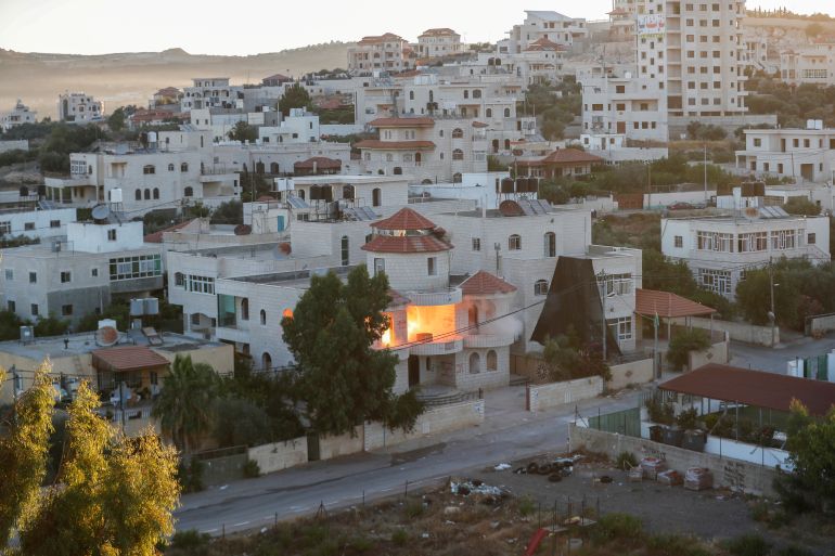 The house of jailed Palestinian assailant Muntasir Al-Shalabi is blown up by Israeli forces, in Turmus Aya, near Ramallah in the Israeli-occupied West Ban