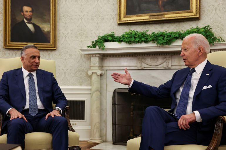 U.S. President Joe Biden holds bilateral meeting with Iraq's Prime Minister Mustafa Al-Kadhimi at the White House in Washington