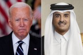 أمير دولة قطر الشيخ تميم بن حمد آل ثاني (يمين) والرئيس الأميركي جو بايدن (وكالات)