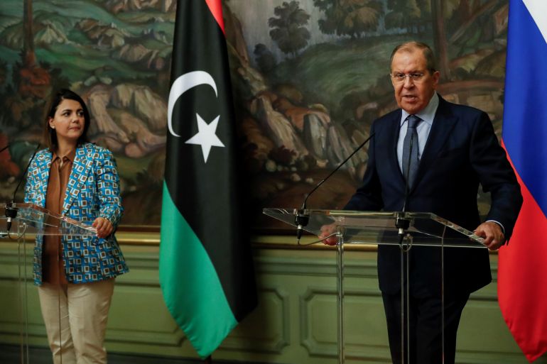 Russian Foreign Minister Sergei Lavrov meets Libyan Foreign Minister Najla Mangoush in Moscow