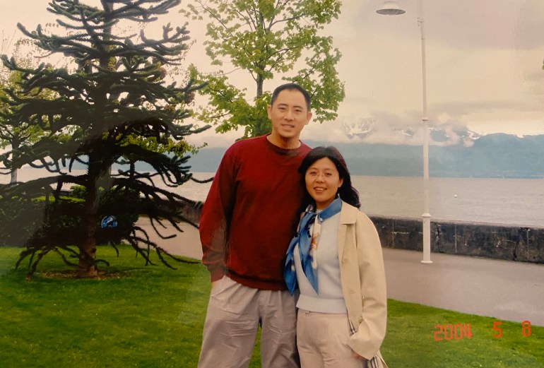 Desmond Shum with Duane Weihong in Switzerland in 2004. (The New York Times)