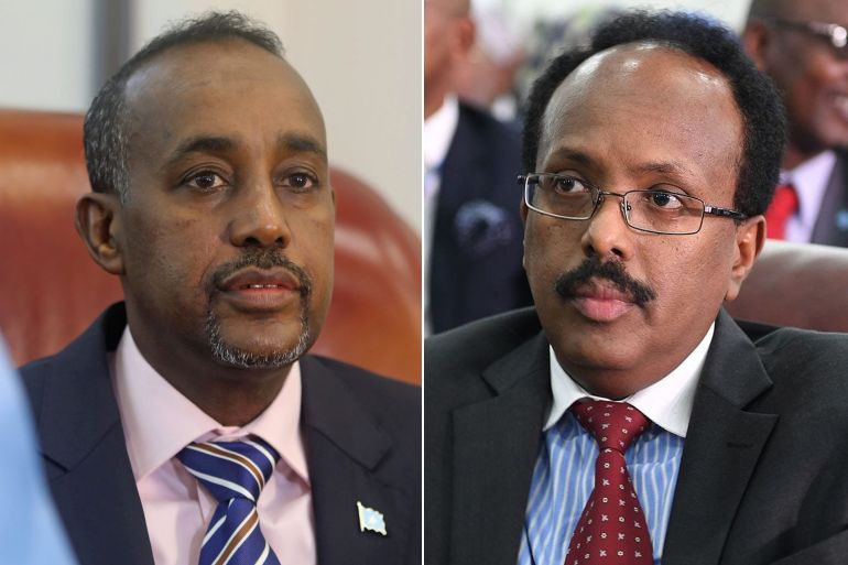 President of Somalia Mohamed Abdullahi Farmaajo / somali prime minister mohamed Hussein Roble (edited)