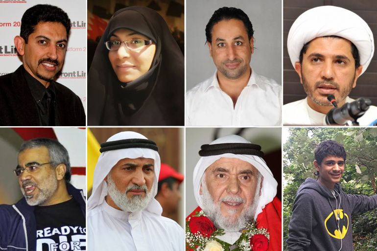نشطاء سياسيون وحقوقيون بحرينيون قابعون في سجون البحرين المصدر معهد البحرين للحقوق والديمقراطية