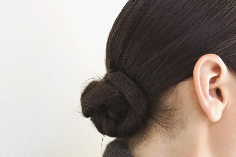 french Twist -Cropped profile of woman