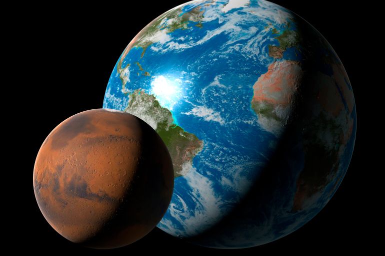 الأرض مقارنة بكوكب المريخ