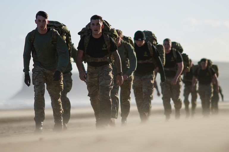 Soldiers Conduct Physical Training On Saltburn Beach