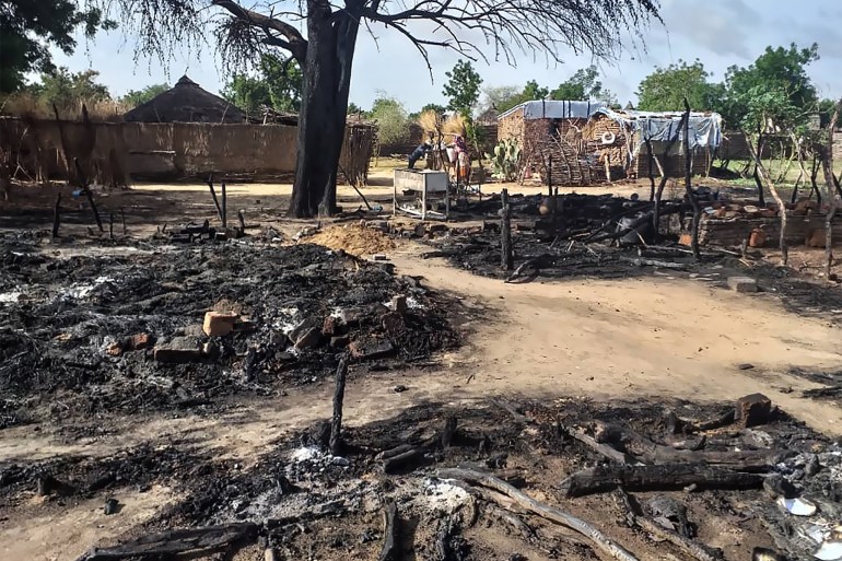 The aftermath of an attack in the village of Masteri in west Darfur, Sudan July 25, 2020. (Mustafa Younes via AP)