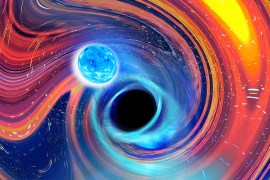 Artist's view of a black hole-neutron star merger. Source:© Carl Knox, OzGrav - Swinburne University