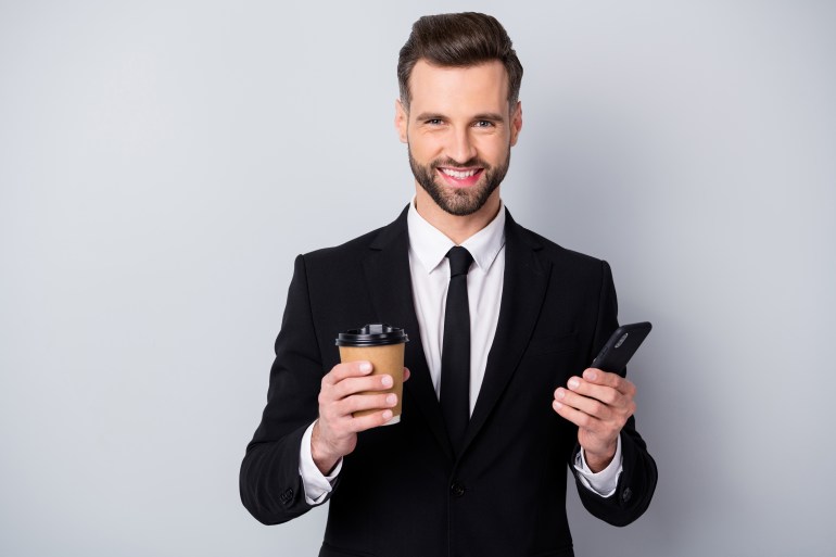 Title 1748035196 Category ShutterStock, Shutter Stock, People, Food and Drink File Type jpg Picture Size 8256 x 5504 Description Portrait of positive charming trader man hold take-away americano hot beverage mug use his smartphone always connection concept wear black jacket isolated grey color background Keywords ShutterStock, Shutter Stock, formalwear, smartphone, happy, networking, employee, professional, smile, tie, tux, employer, model, promoter, worker, businessman, tuxedo, work, blazer, drink, pause, phone, success, suit, job, coach, necktie, internet, male, cup, coworking, financier, young, guy, cell, ceo, marketer, sms, cellphone, man, digital, business, manager, take-away, break, mobile, employment, message, entrepreneur, corporate, coffee, online