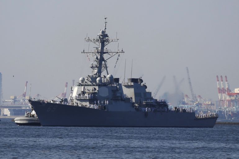 U.S. guided-missile destroyer USS Milius arrives in Yokosuka