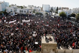 Protest against Tunisian President Kais Saied's seizure of governing powers in Tunis
