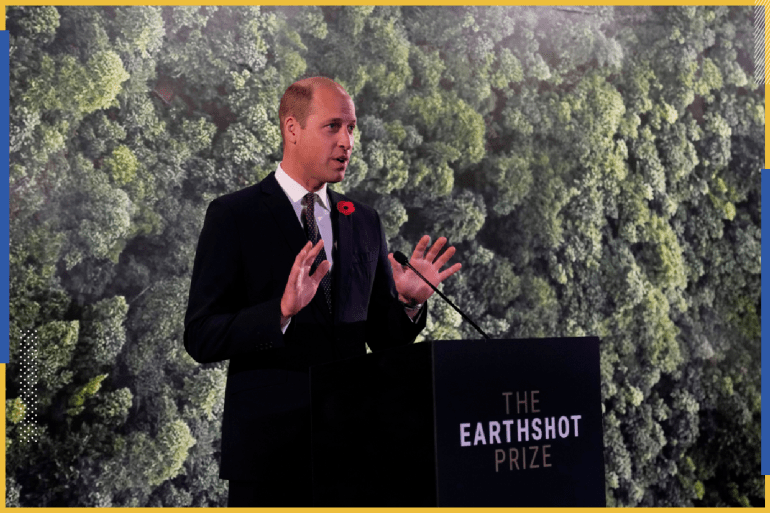 Britain's Prince William speaks during a meeting with Earthshot prize winners and finalists at the Glasgow Science Center during the UN Climate Change Conference (COP26) in Glasgow, Scotland, Britain, November 2, 2021. Alastair Grant/Pool via REUTERS