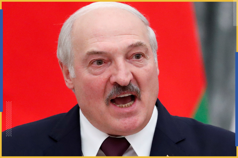 Belarusian President Alexander Lukashenko speaks during a news conference following talks with his Russian counterpart Vladimir Putin at the Kremlin in Moscow, Russia September 9, 2021. REUTERS/Shamil Zhumatov