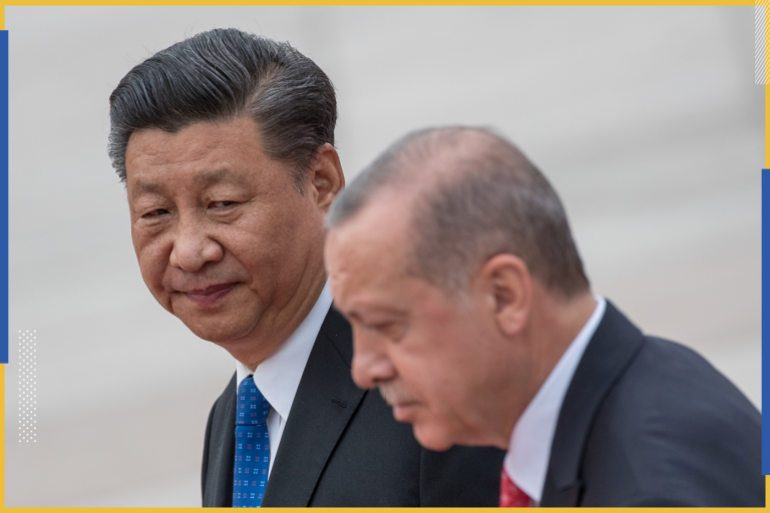 Turkish President Recep Tayyip Erdogan and China's President Xi Jinping attend a welcome ceremony at the Great Hall of the People in Beijing, China, July 2, 2019. Picture taken July 2, 2019. Roman Pilipey/Pool via REUTERS