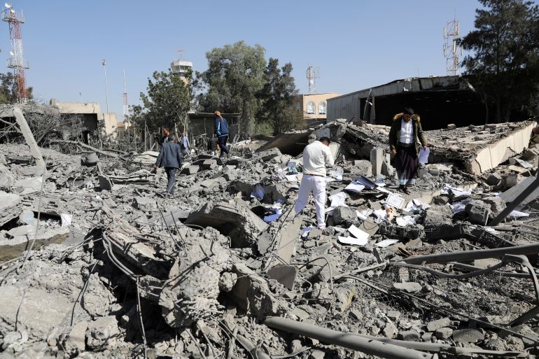 Aftermath of Saudi-led coalition air strikes at Yemen's Sanaa airport