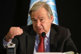 UN Secretary-General Antonio Guterres attends news conference at the end of his visit to Lebanon
